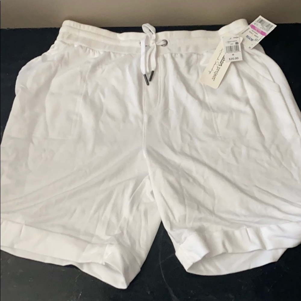 White Sweatpant Style Shorts